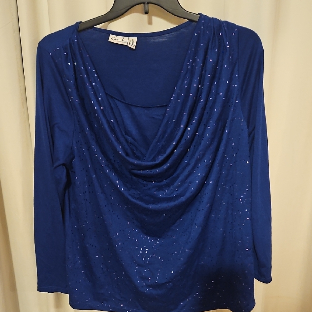 Kim Rohers Royal Blue Sequin Blouse